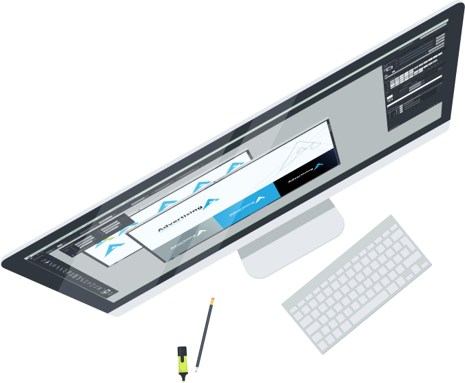 A computer showing a website mockup