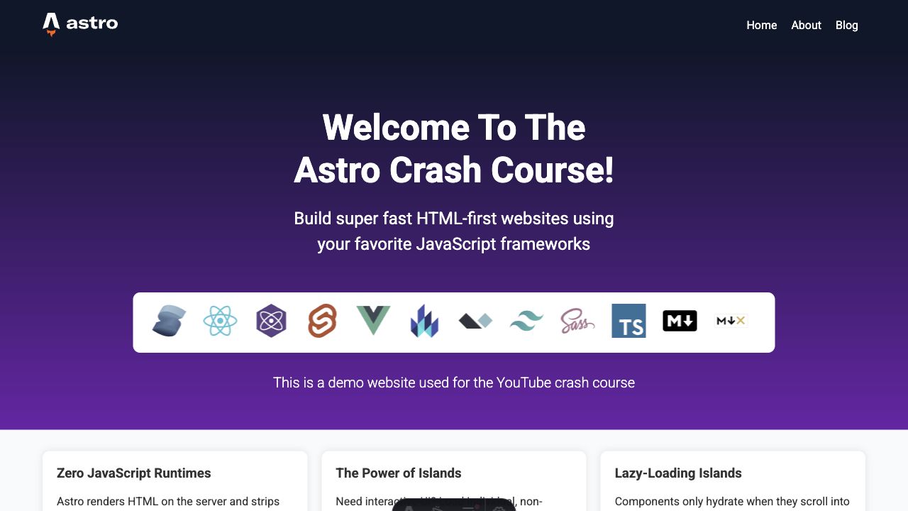 Astro Crash Course website preview
