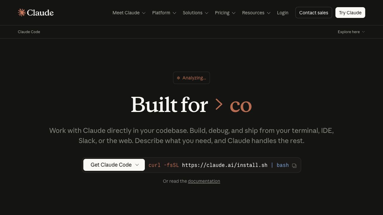 Claude Code product page screenshot